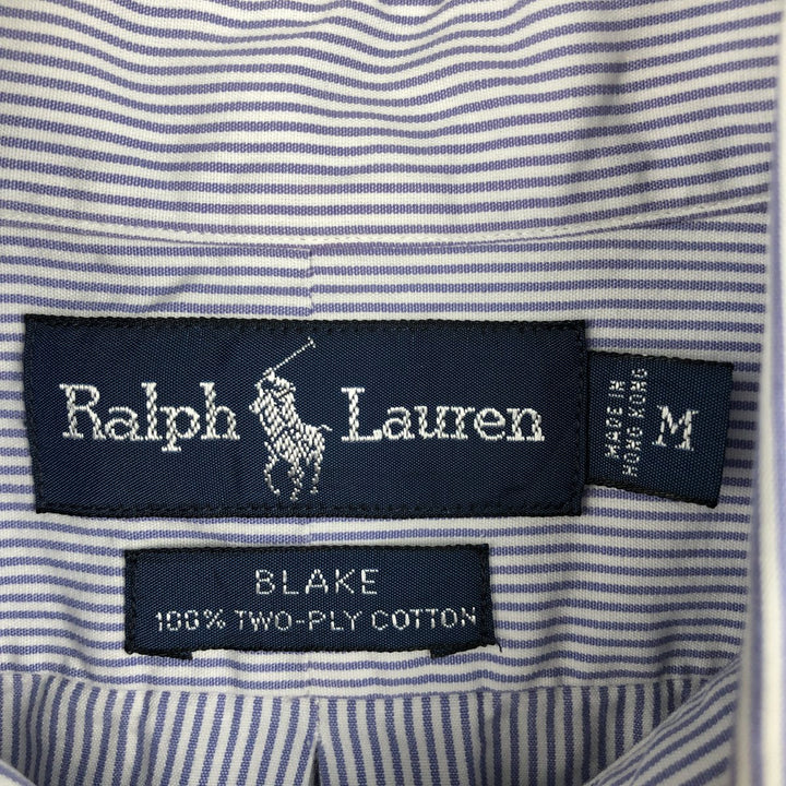 Ralph Lauren BLAKE Stripe Pattern Long-Sleeve Button-Down Stripe Shirt, Men's Size M (approx.) cotton purple type Vintage Second Hand