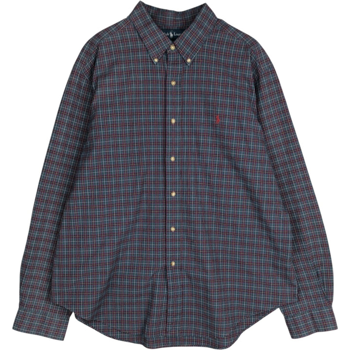 Ralph Lauren Classic Fit Long Sleeve Button Down Check Shirt Men's XXL cotton blue type Vintage Second Hand