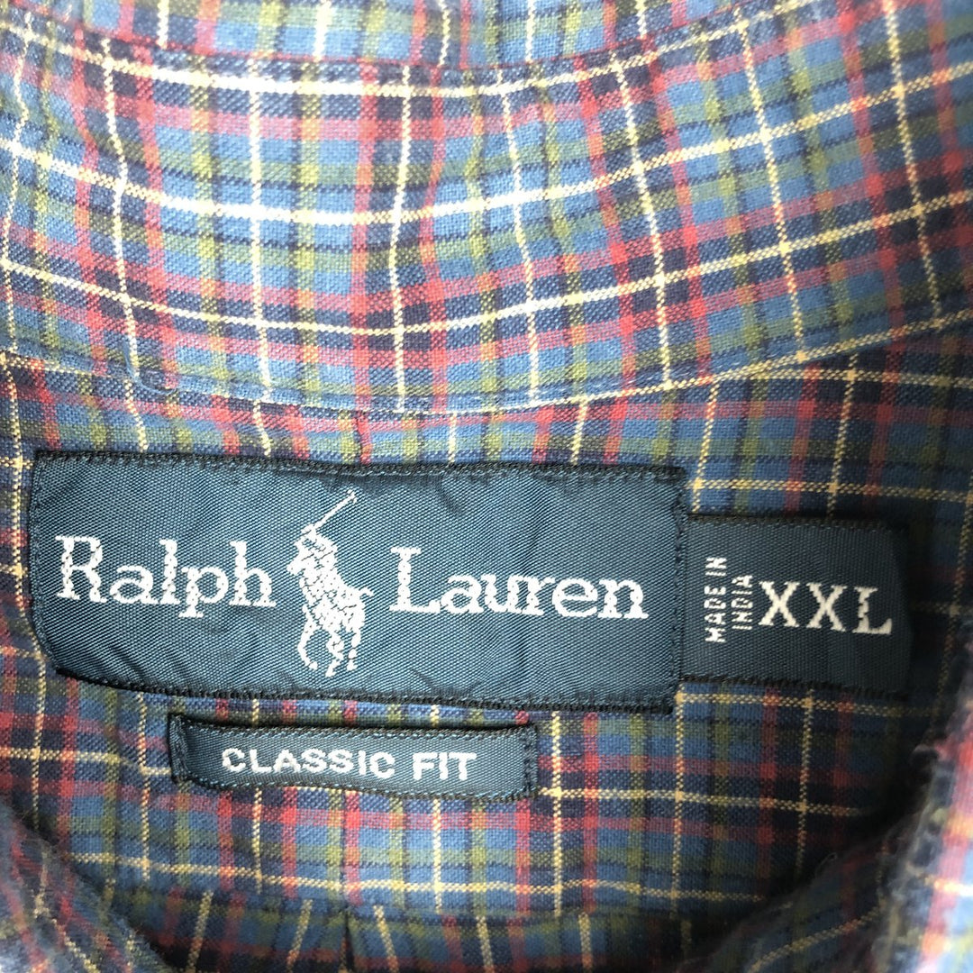 Ralph Lauren Classic Fit Long Sleeve Button Down Check Shirt Men's XXL cotton blue type Vintage Second Hand
