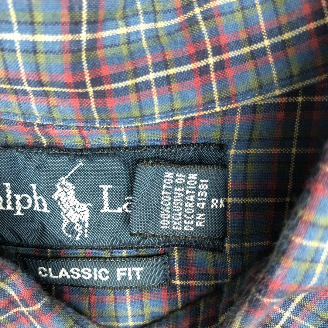 Ralph Lauren Classic Fit Long Sleeve Button Down Check Shirt Men's XXL cotton blue type Vintage Second Hand