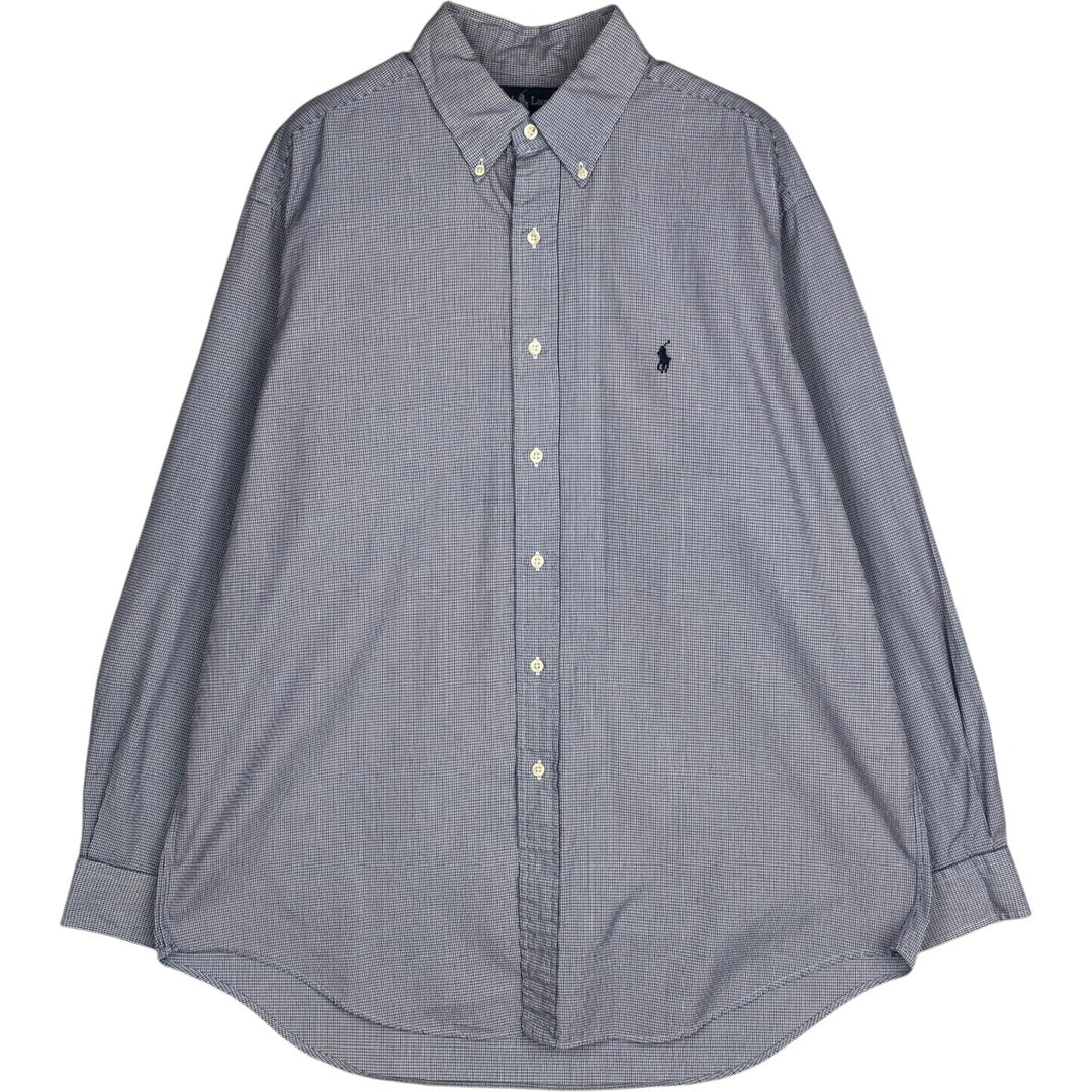 Ralph Lauren YARMOUTH Long Sleeve Button-Down Check Shirt, Men's Size L cotton blue type Vintage Second Hand