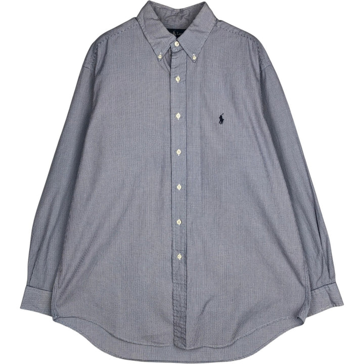 Ralph Lauren YARMOUTH Long Sleeve Button-Down Check Shirt, Men's Size L cotton blue type Vintage Second Hand