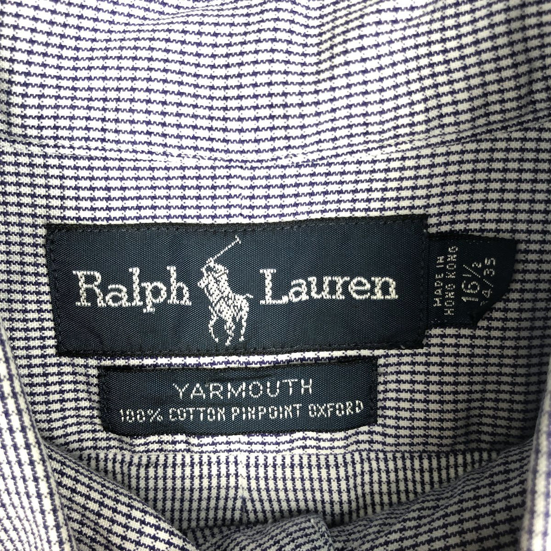 Ralph Lauren YARMOUTH Long Sleeve Button-Down Check Shirt, Men's Size L cotton blue type Vintage Second Hand