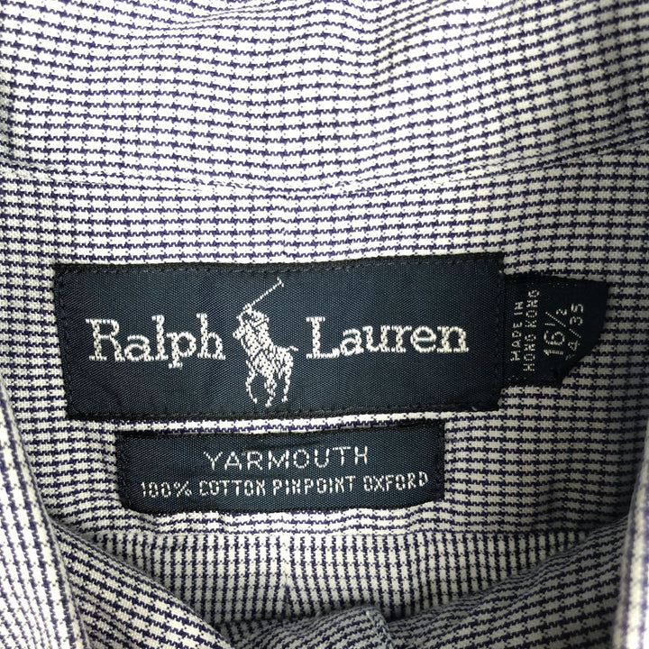 Ralph Lauren YARMOUTH Long Sleeve Button-Down Check Shirt, Men's Size L cotton blue type Vintage Second Hand