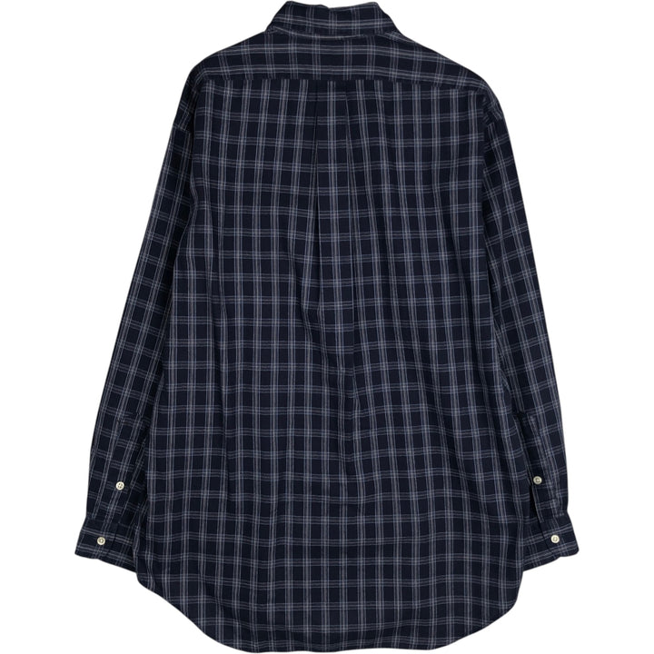 Ralph Lauren BLAKE long sleeve button down check shirt, men's size M cotton navy blue type Vintage Second Hand