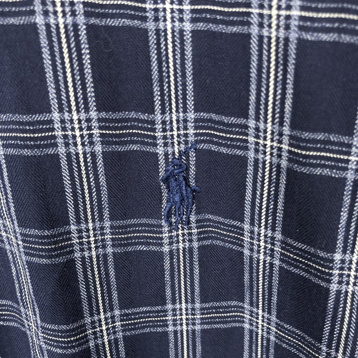Ralph Lauren BLAKE long sleeve button down check shirt, men's size M cotton navy blue type Vintage Second Hand