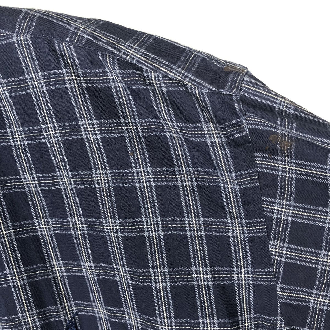 Ralph Lauren BLAKE long sleeve button down check shirt, men's size M cotton navy blue type Vintage Second Hand