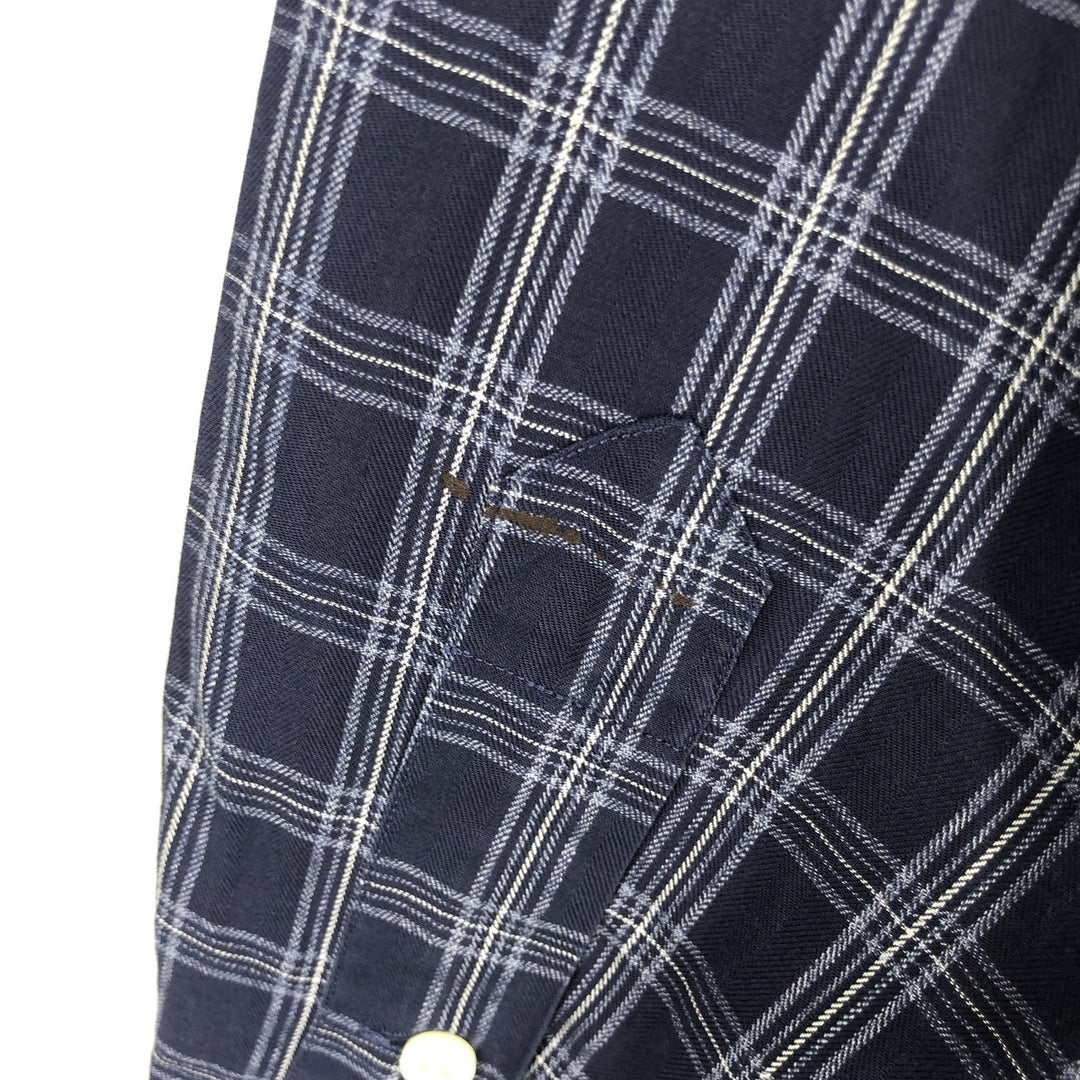 Ralph Lauren BLAKE long sleeve button down check shirt, men's size M cotton navy blue type Vintage Second Hand
