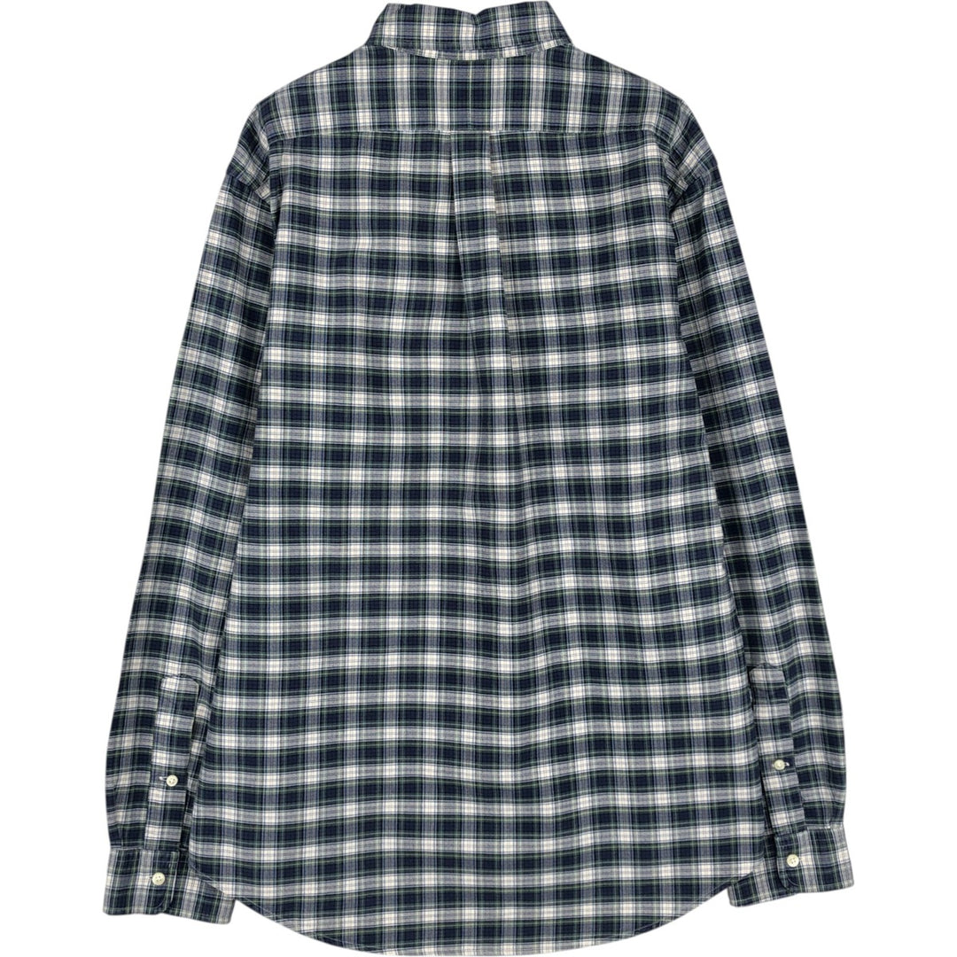 Ralph Lauren CUSTOM FIT long sleeve button down check shirt, men's size L cotton navy blue type Vintage Second Hand