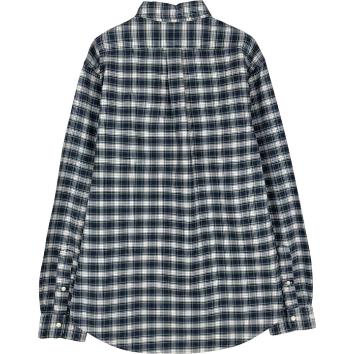 Ralph Lauren CUSTOM FIT long sleeve button down check shirt, men's size L cotton navy blue type Vintage Second Hand