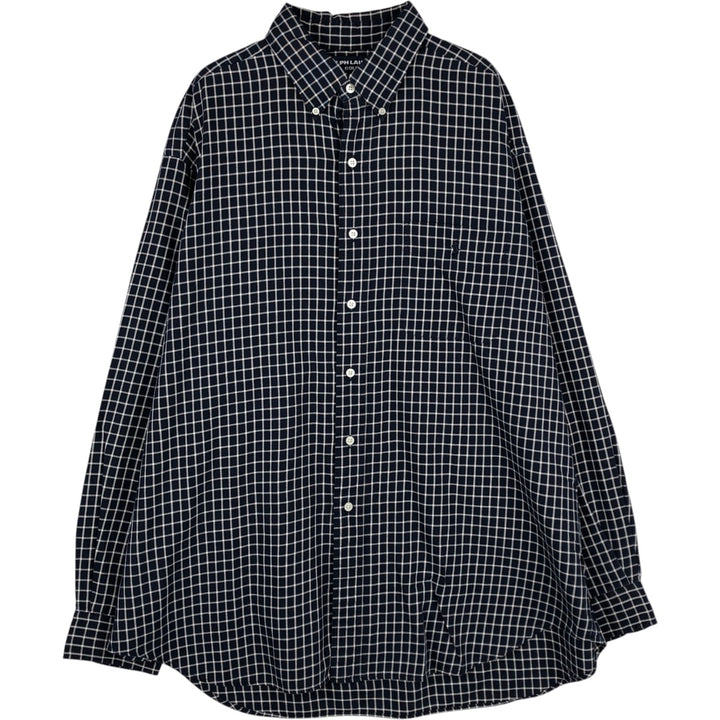 Ralph Lauren RALPH LAUREN GOLF TILDEN Long Sleeve Button Down Check Shirt Men's XL cotton navy blue type Vintage Second Hand