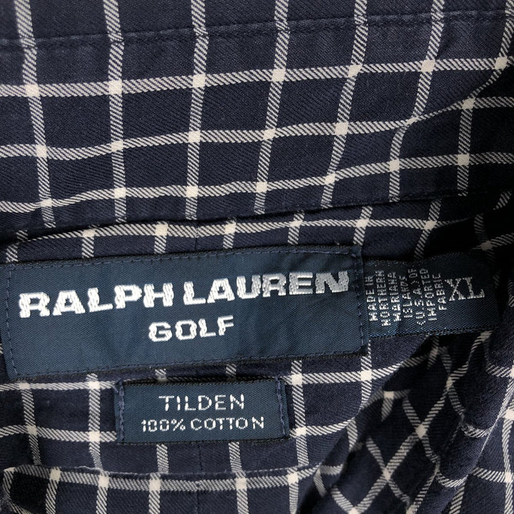 Ralph Lauren RALPH LAUREN GOLF TILDEN Long Sleeve Button Down Check Shirt Men's XL cotton navy blue type Vintage Second Hand