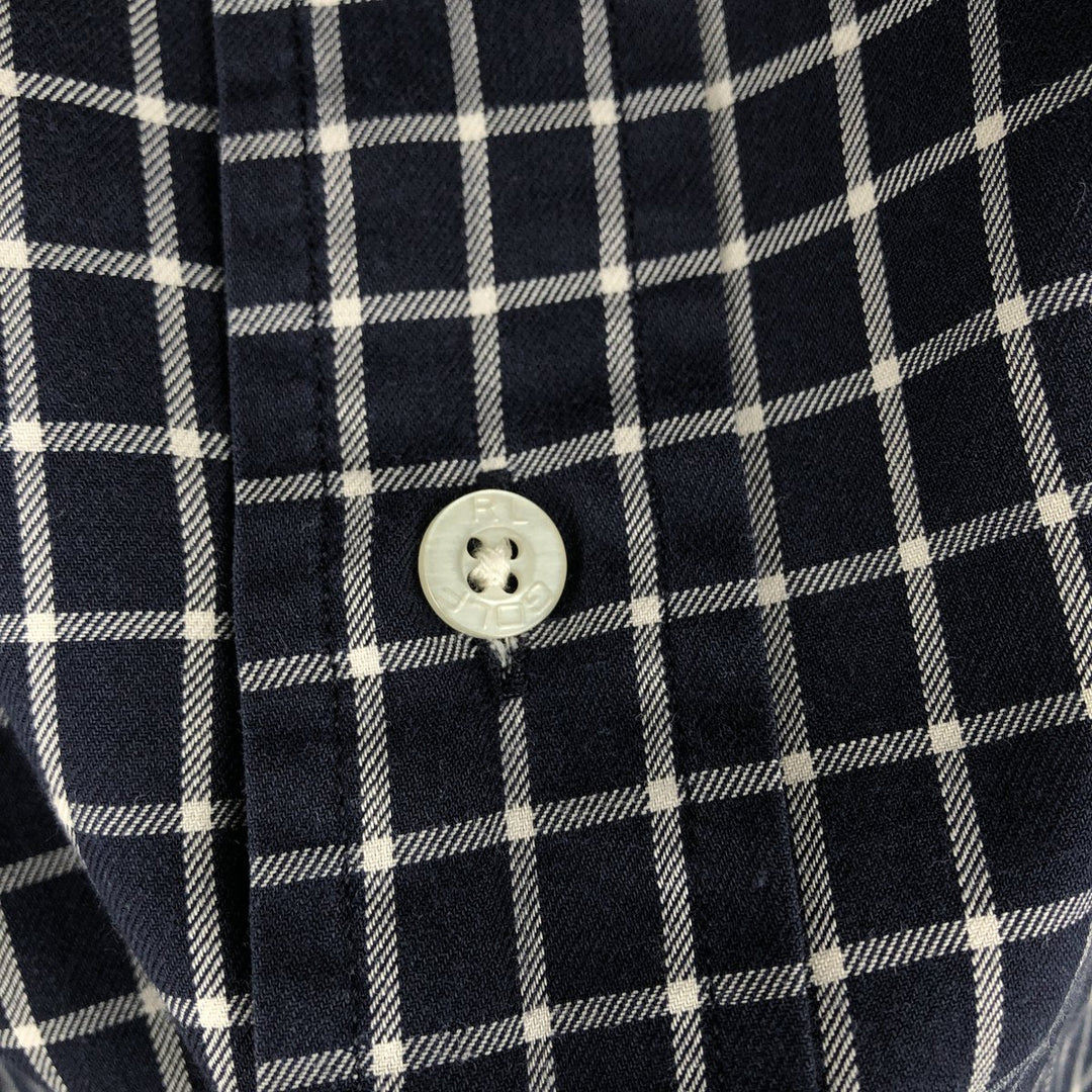 Ralph Lauren RALPH LAUREN GOLF TILDEN Long Sleeve Button Down Check Shirt Men's XL cotton navy blue type Vintage Second Hand