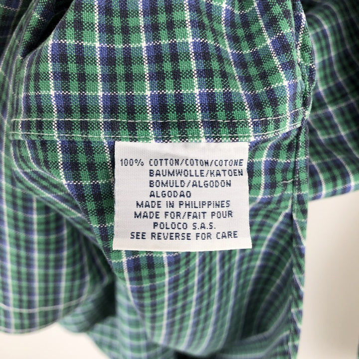 Ralph Lauren POLO by Ralph Lauren BLAKE long-sleeved button-down check shirt, men's size M cotton green type Vintage Second Hand