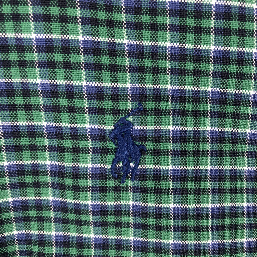 Ralph Lauren POLO by Ralph Lauren BLAKE long-sleeved button-down check shirt, men's size M cotton green type Vintage Second Hand
