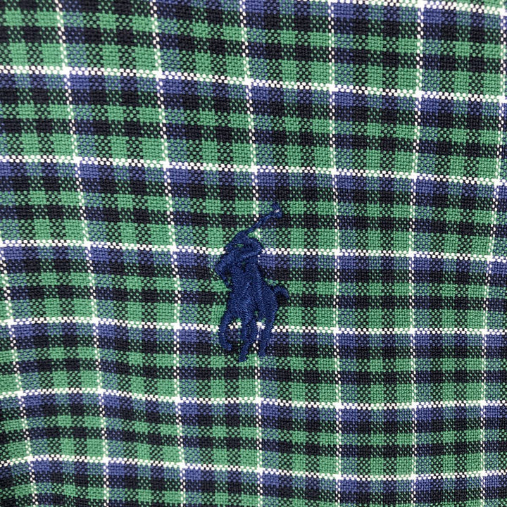Ralph Lauren POLO by Ralph Lauren BLAKE long-sleeved button-down check shirt, men's size M cotton green type Vintage Second Hand
