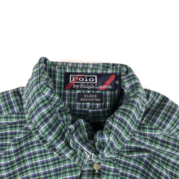 Ralph Lauren POLO by Ralph Lauren BLAKE long-sleeved button-down check shirt, men's size M cotton green type Vintage Second Hand