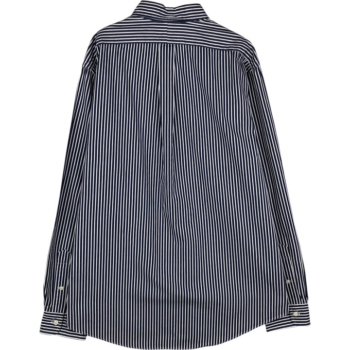 Ralph Lauren CUSTOM FIT long sleeve button down striped shirt men's XL size cotton navy blue type Vintage Second Hand