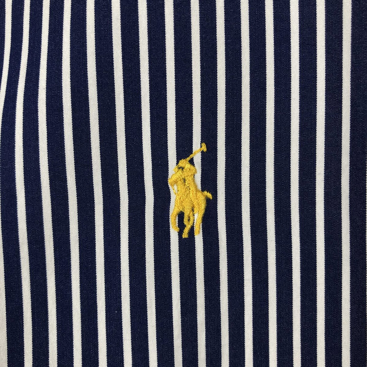 Ralph Lauren CUSTOM FIT long sleeve button down striped shirt men's XL size cotton navy blue type Vintage Second Hand