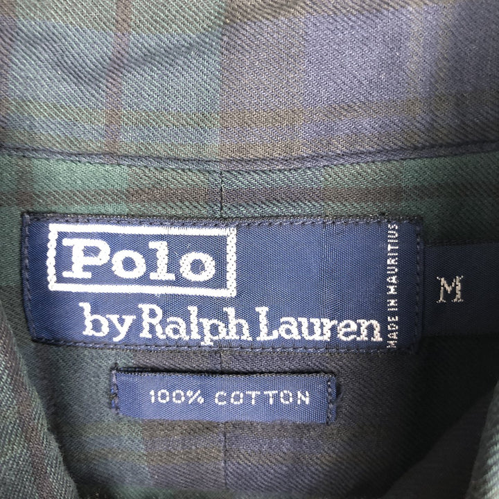 Ralph Lauren POLO by Ralph Lauren Blackwatch Check Long Sleeve Cotton Check Shirt Men's M cotton navy blue type Vintage Second Hand