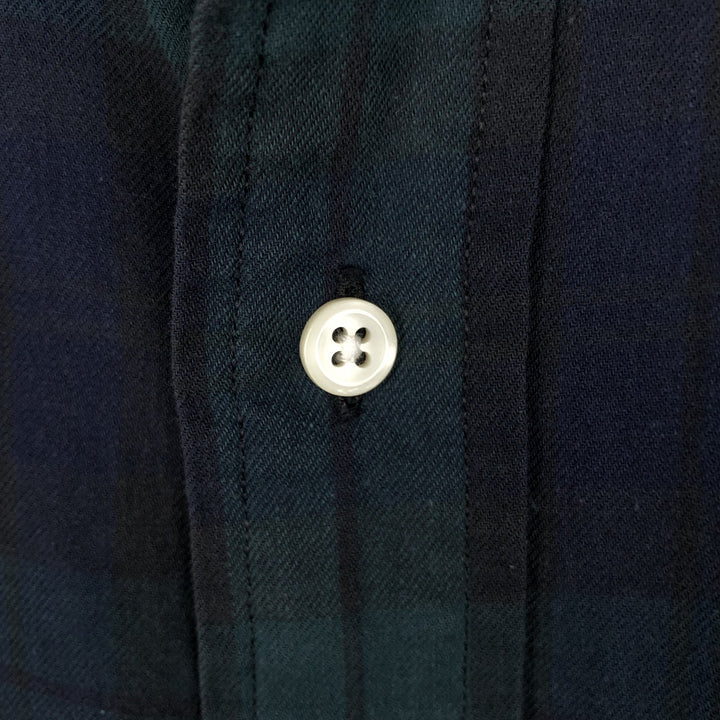 Ralph Lauren POLO by Ralph Lauren Blackwatch Check Long Sleeve Cotton Check Shirt Men's M cotton navy blue type Vintage Second Hand