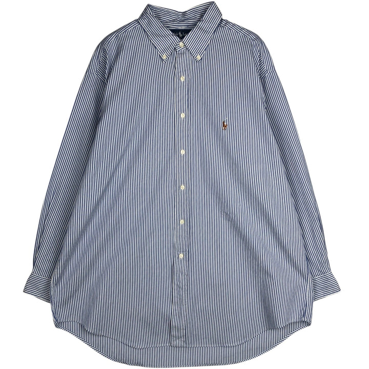 Ralph Lauren YARMOUTH Long Sleeve Button-Down Striped Shirt, Men's XL cotton blue type Vintage Second Hand