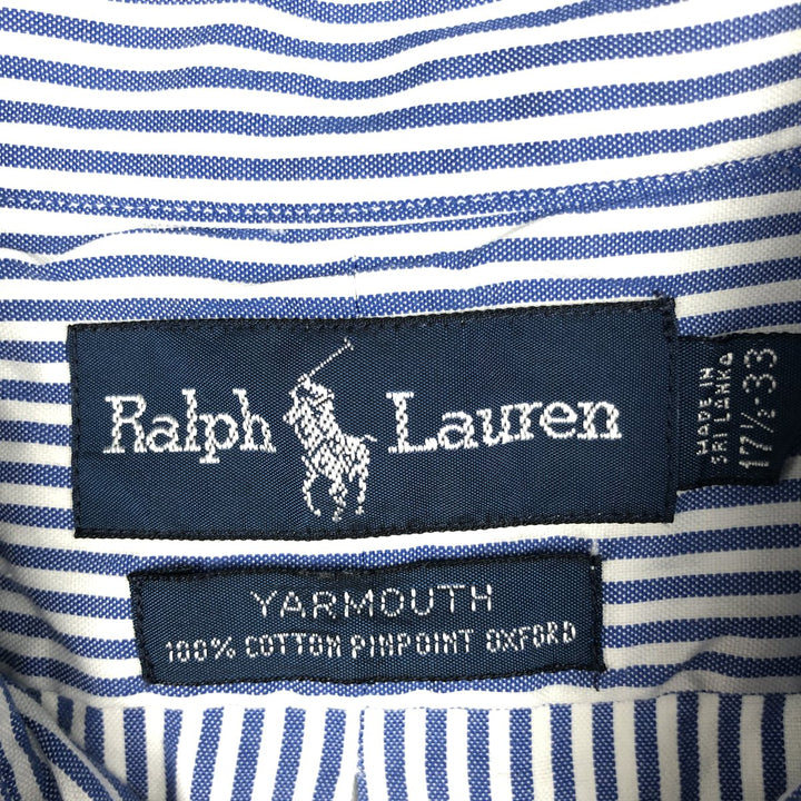 Ralph Lauren YARMOUTH Long Sleeve Button-Down Striped Shirt, Men's XL cotton blue type Vintage Second Hand
