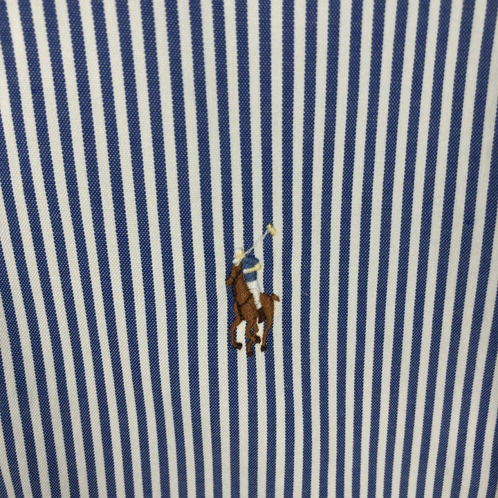 Ralph Lauren YARMOUTH Long Sleeve Button-Down Striped Shirt, Men's XL cotton blue type Vintage Second Hand
