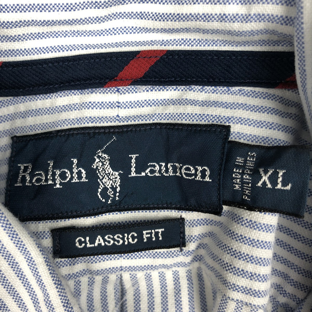 Ralph Lauren Classic Fit Long Sleeve Button Down Striped Shirt Men's XL cotton blue type Vintage Second Hand