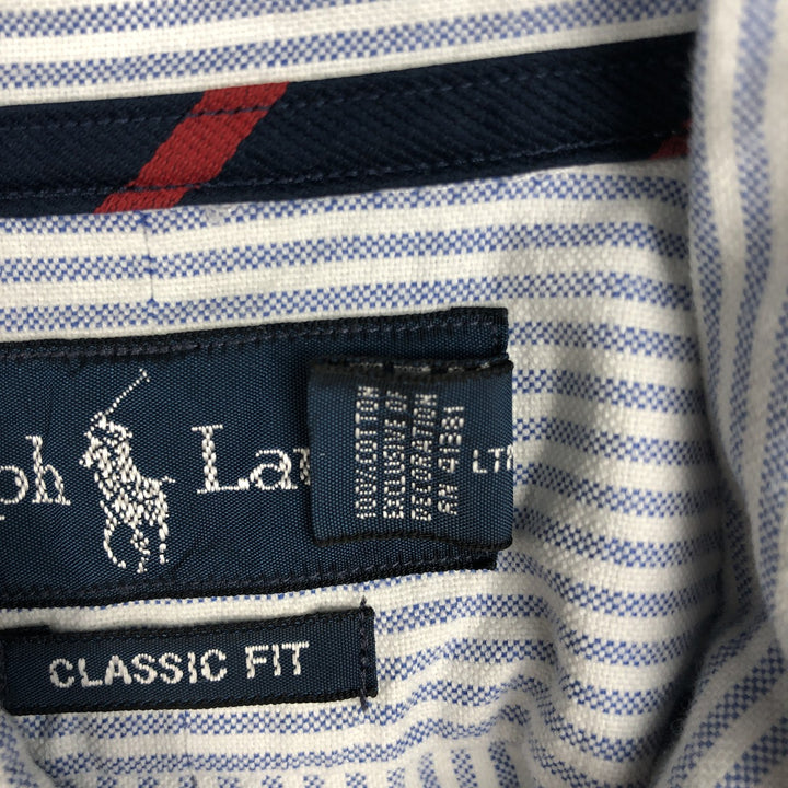 Ralph Lauren Classic Fit Long Sleeve Button Down Striped Shirt Men's XL cotton blue type Vintage Second Hand