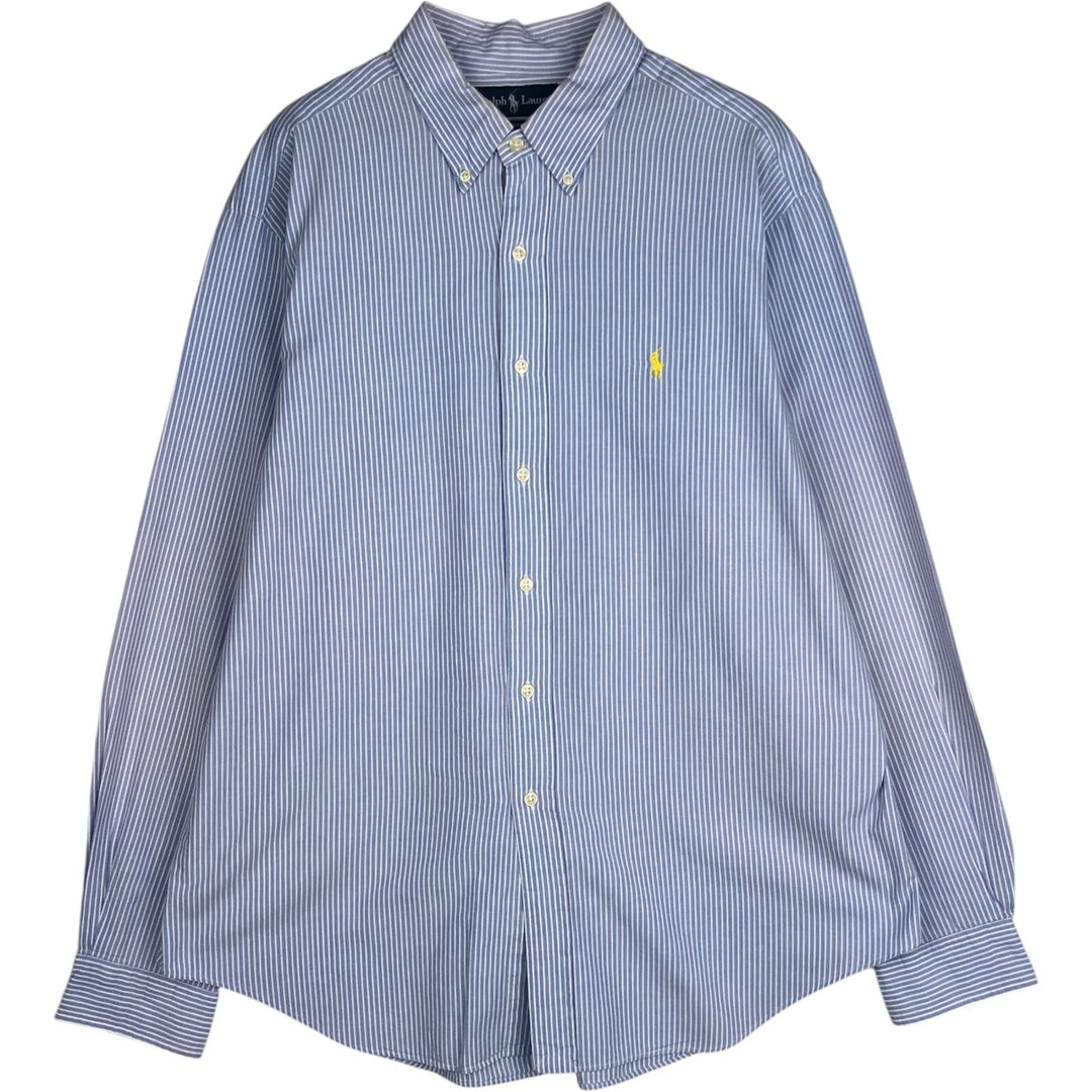 Ralph Lauren Classic Fit Long Sleeve Button Down Striped Shirt Men's XL cotton Blue type light blue Vintage Second Hand