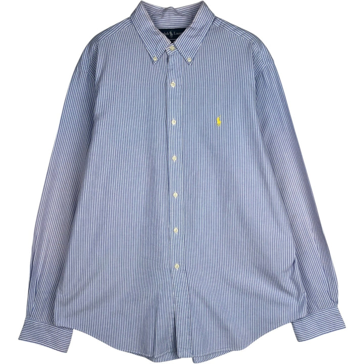 Ralph Lauren Classic Fit Long Sleeve Button Down Striped Shirt Men's XL cotton Blue type light blue Vintage Second Hand
