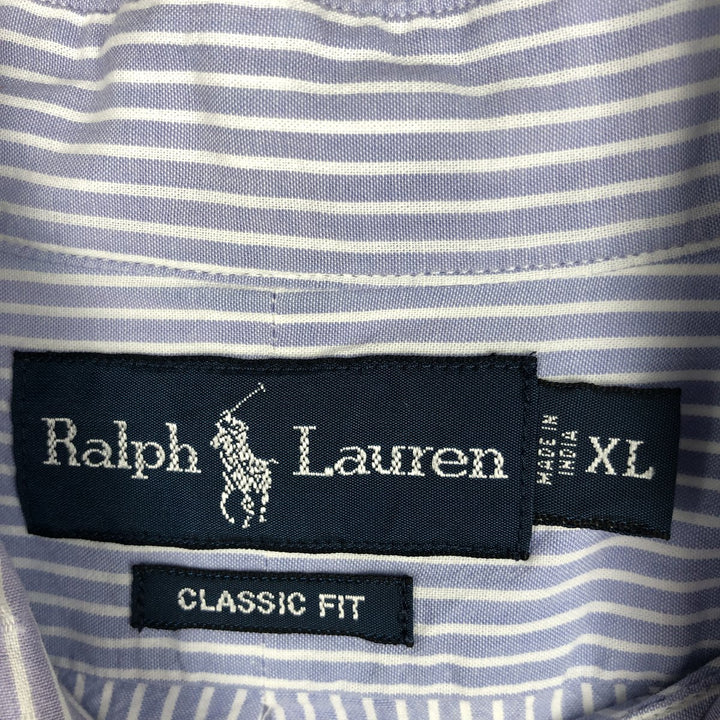 Ralph Lauren Classic Fit Long Sleeve Button Down Striped Shirt Men's XL cotton Blue type light blue Vintage Second Hand