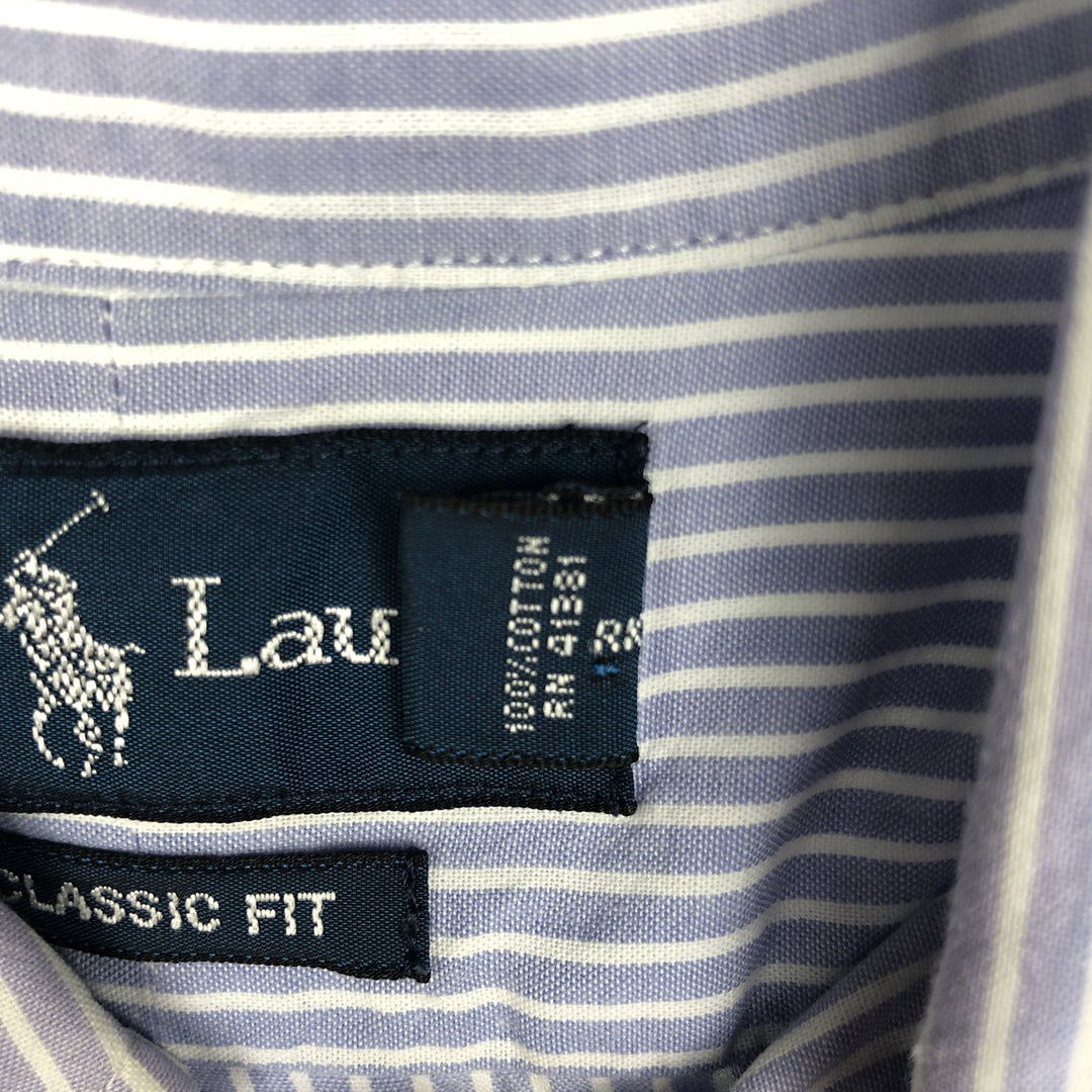 Ralph Lauren Classic Fit Long Sleeve Button Down Striped Shirt Men's XL cotton Blue type light blue Vintage Second Hand