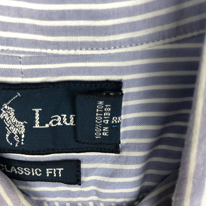 Ralph Lauren Classic Fit Long Sleeve Button Down Striped Shirt Men's XL cotton Blue type light blue Vintage Second Hand