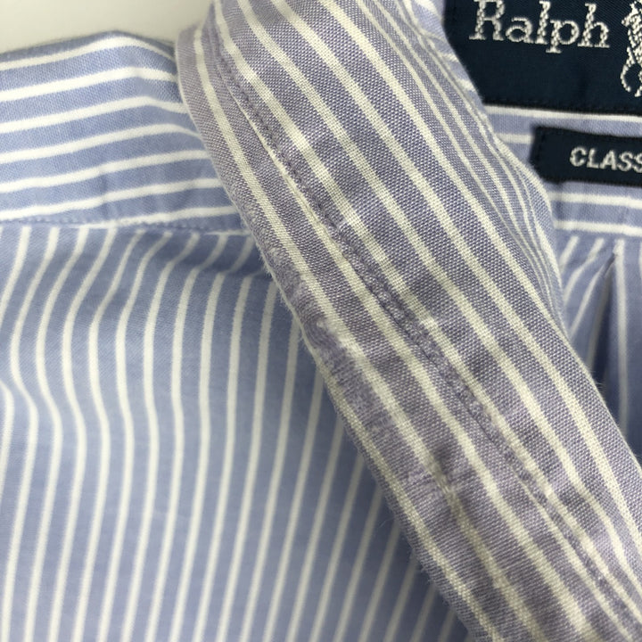 Ralph Lauren Classic Fit Long Sleeve Button Down Striped Shirt Men's XL cotton Blue type light blue Vintage Second Hand