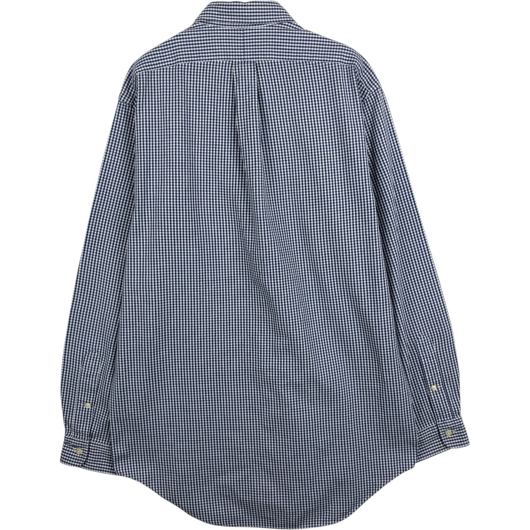Ralph Lauren YARMOUTH Gingham Check Long Sleeve Button Down Check Shirt Men's M Size cotton blue type Vintage Second Hand