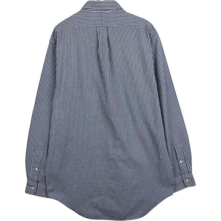 Ralph Lauren YARMOUTH Gingham Check Long Sleeve Button Down Check Shirt Men's M Size cotton blue type Vintage Second Hand