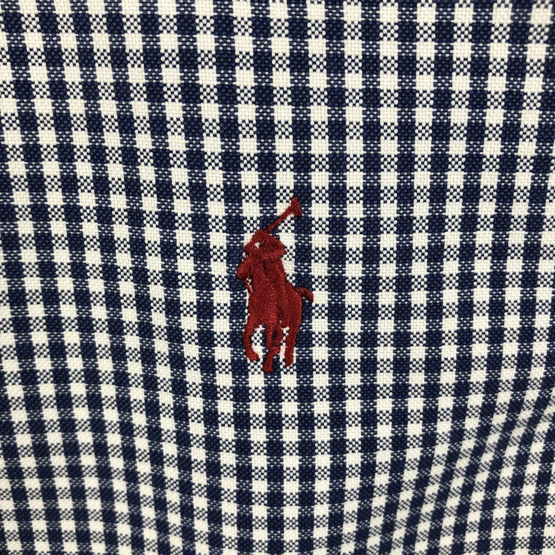 Ralph Lauren YARMOUTH Gingham Check Long Sleeve Button Down Check Shirt Men's M Size cotton blue type Vintage Second Hand