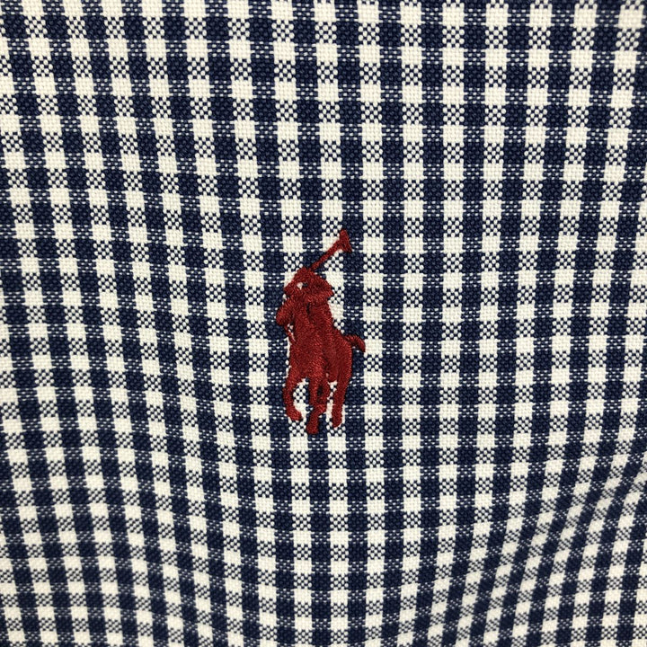 Ralph Lauren YARMOUTH Gingham Check Long Sleeve Button Down Check Shirt Men's M Size cotton blue type Vintage Second Hand