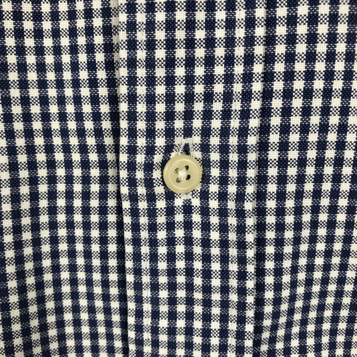 Ralph Lauren YARMOUTH Gingham Check Long Sleeve Button Down Check Shirt Men's M Size cotton blue type Vintage Second Hand