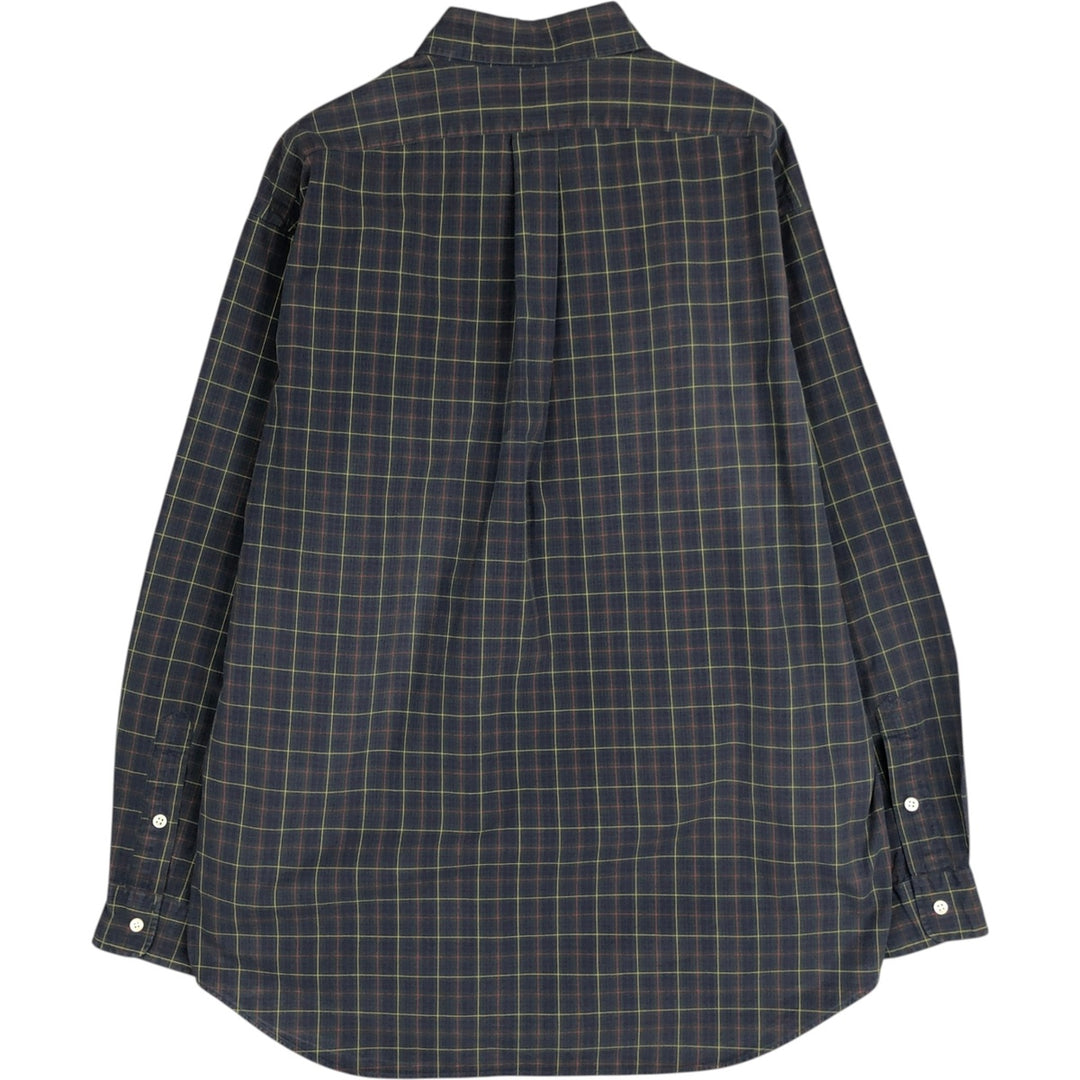 Ralph Lauren BLAKE long sleeve button down check shirt, men's size L cotton Green type dark green Vintage Second Hand