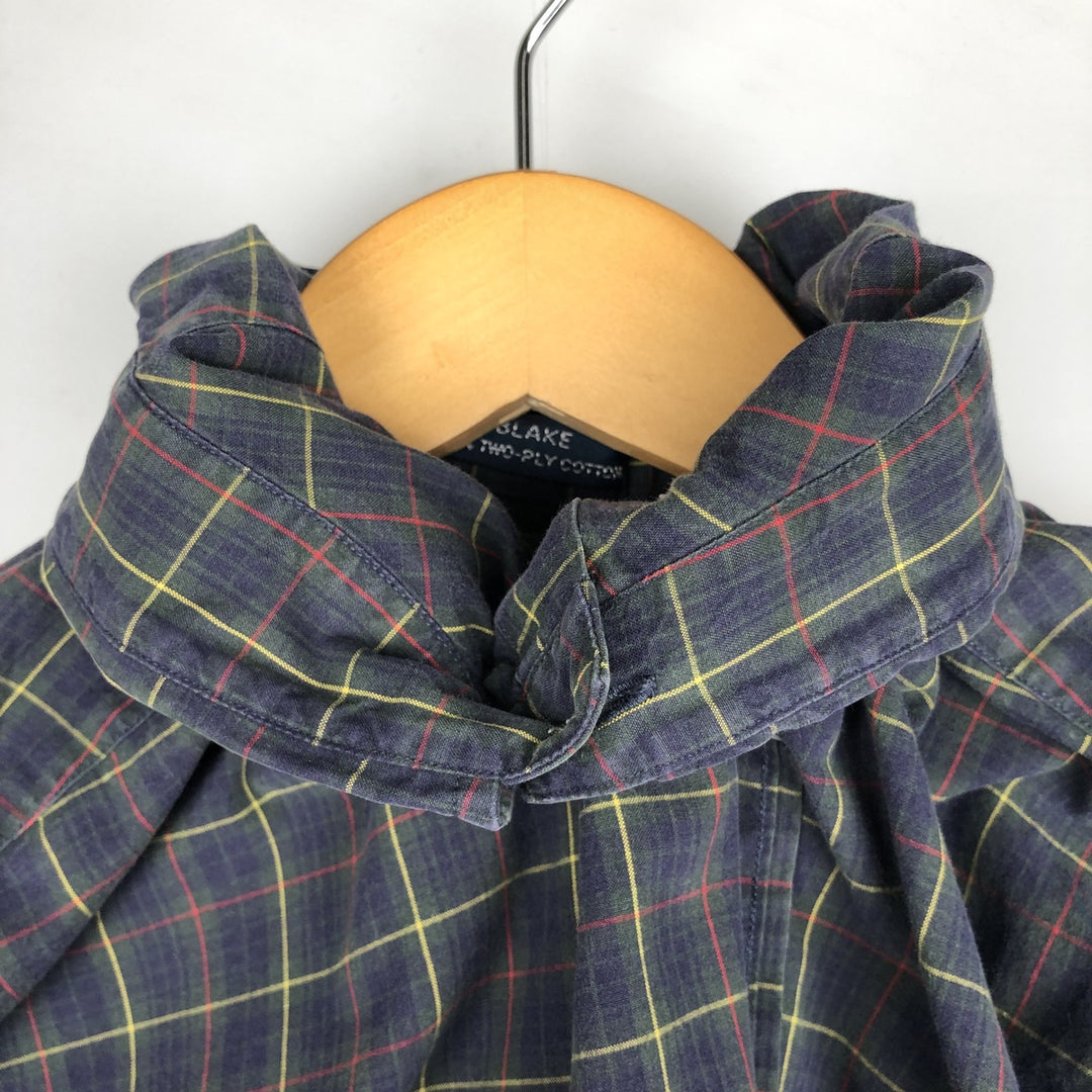 Ralph Lauren BLAKE long sleeve button down check shirt, men's size L cotton Green type dark green Vintage Second Hand