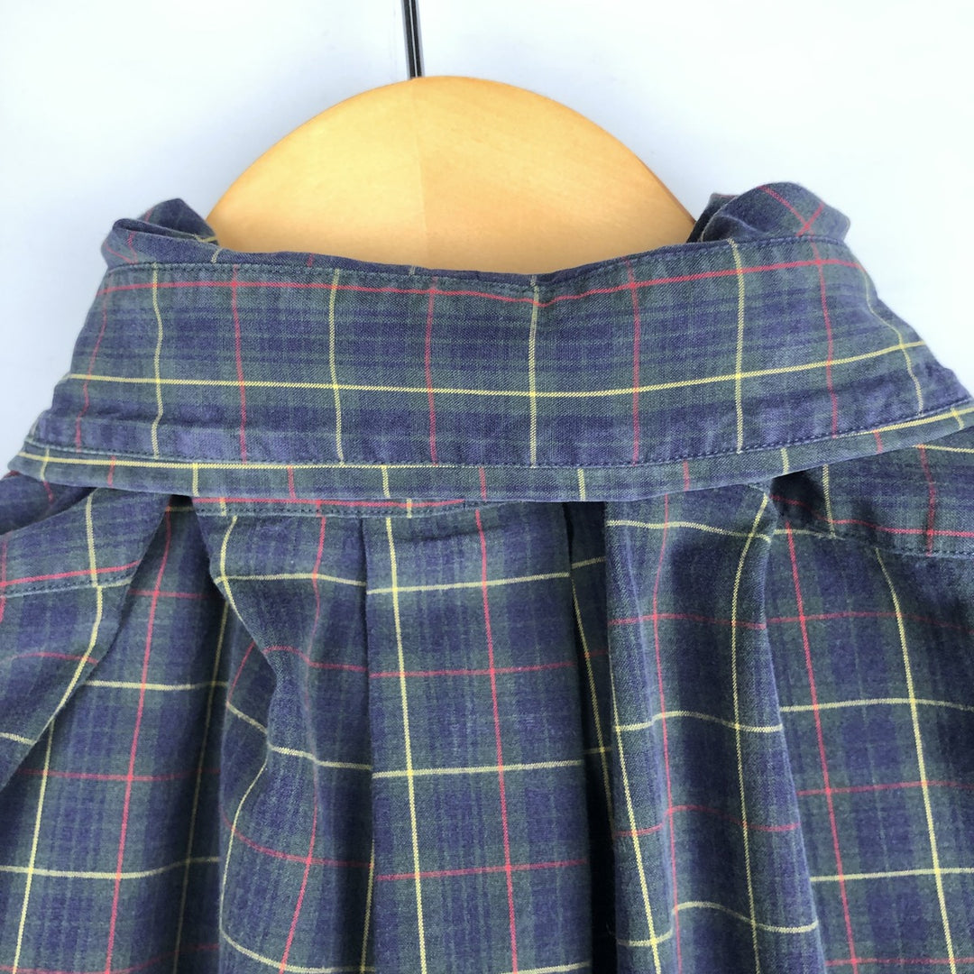 Ralph Lauren BLAKE long sleeve button down check shirt, men's size L cotton Green type dark green Vintage Second Hand