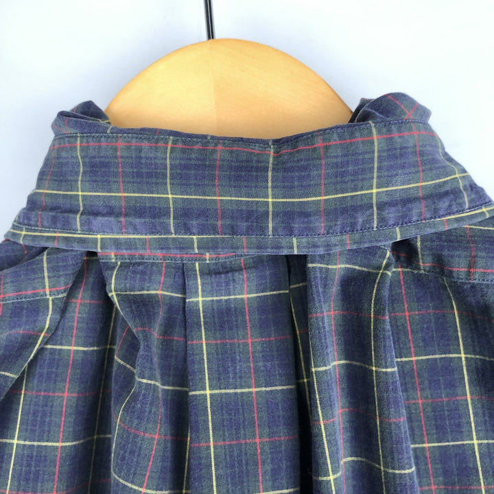 Ralph Lauren BLAKE long sleeve button down check shirt, men's size L cotton Green type dark green Vintage Second Hand