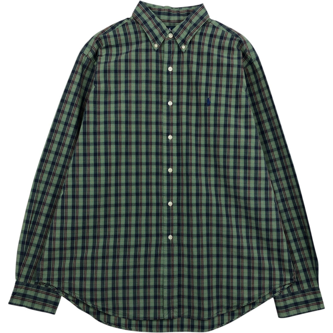 Ralph Lauren Classic Fit Long Sleeve Button Down Check Shirt Men's XL cotton green type Vintage Second Hand
