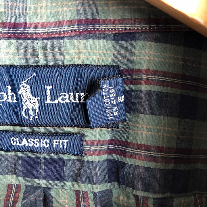 Ralph Lauren Classic Fit Long Sleeve Button Down Check Shirt Men's XL cotton green type Vintage Second Hand