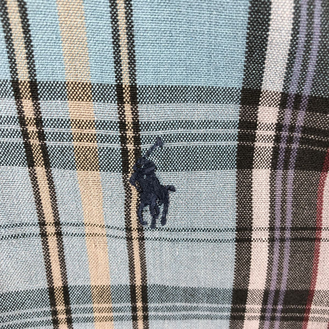 Ralph Lauren BLAKE long sleeve button down check shirt, men's size L cotton Blue type light blue Vintage Second Hand