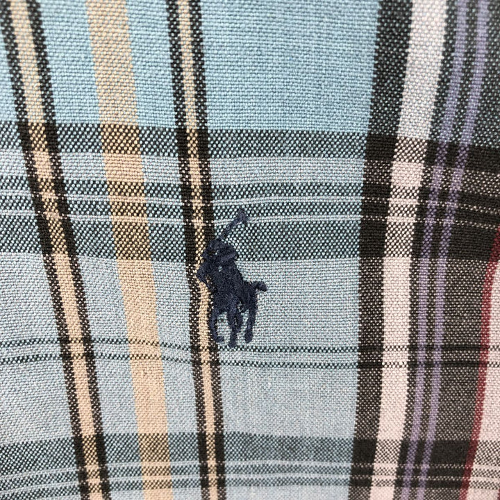 Ralph Lauren BLAKE long sleeve button down check shirt, men's size L cotton Blue type light blue Vintage Second Hand