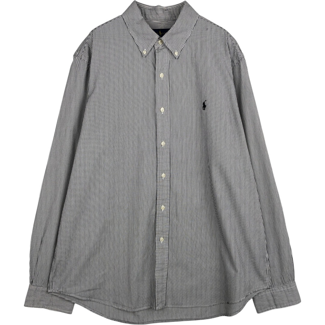 Ralph Lauren long sleeve button down striped shirt, men's XL size cotton white type Vintage Second Hand